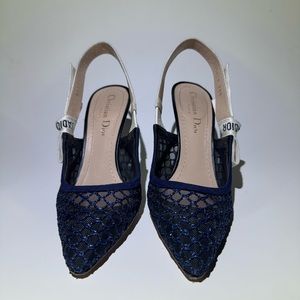 Christian Dior Navy Slingback Size 35.5